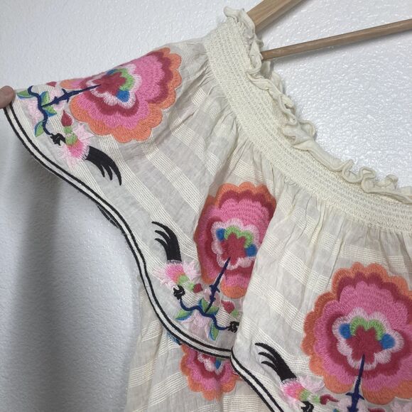 Plenty by Tracy Reese Dress Womens Small Embroidered Floral Boho Summer Pockets - Picture 13 of 16